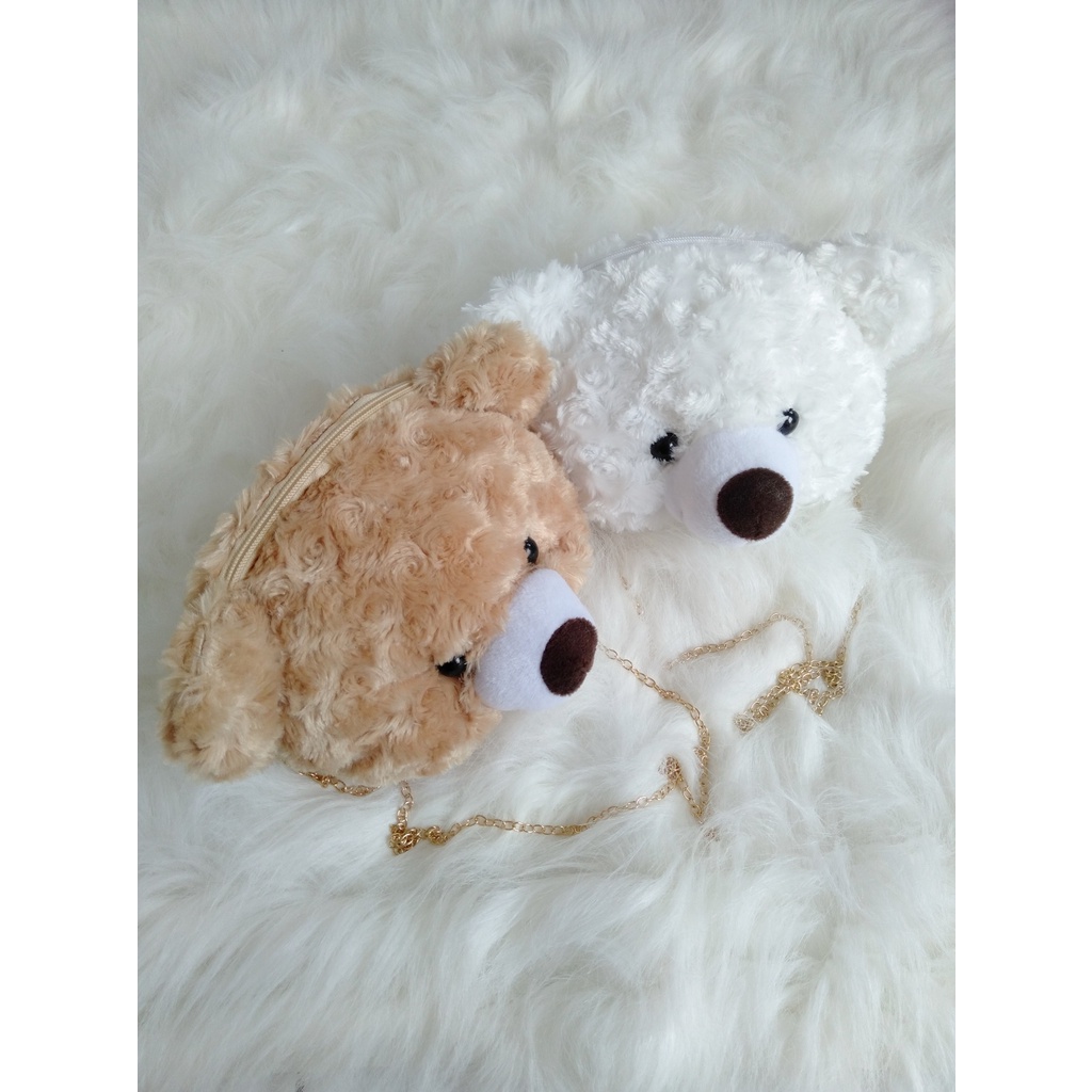 Tas Selempang Boneka Teddy Bear Tas Sling Bag Cute tas wanita BEAR beruang Tas SLempang bulu Motif boneka lucu Tedy bear ransel pikaboy Tas bulu selempang bahu boneka kepala beruang fluffy fur sling bag teddy bear wanita