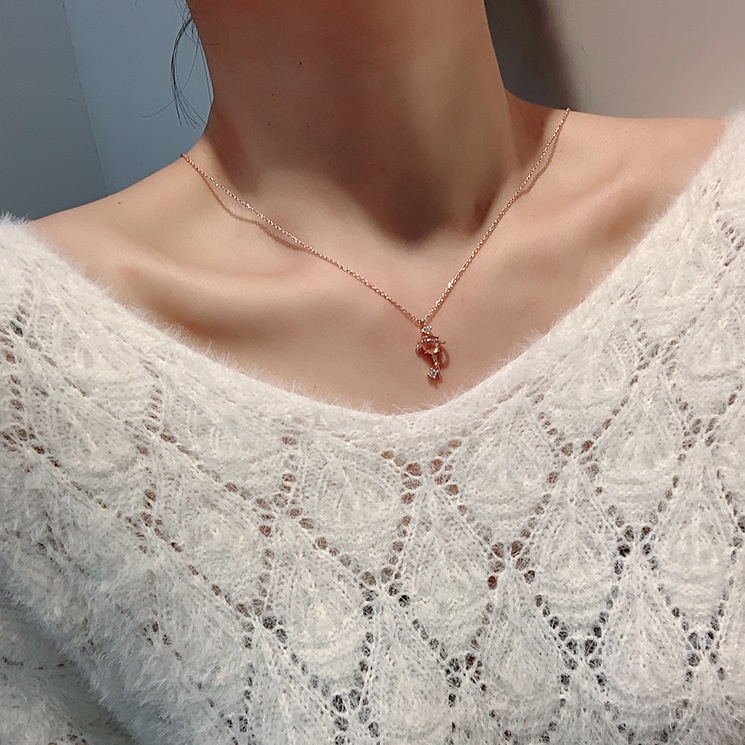 Bintang Kunci Liontin Kalung Untuk Wanita Fashion Merah Muda Zirkon Sederhana Kalung Choker Pacar Perhiasan Aksesoris