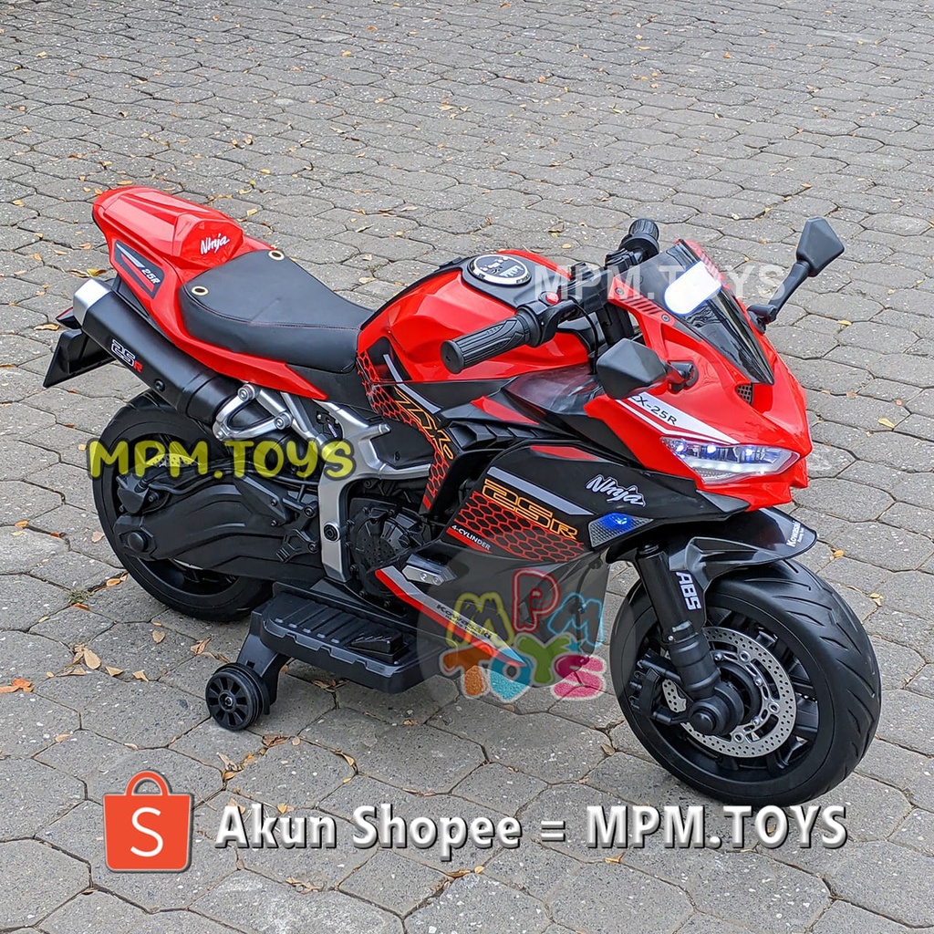 (GRAB/GOJEK) Mainan Motor Aki GP H2R NINJA H2R H2 GP NINJA ZX ZX25R Motoran Gas Tangan Ban Karet Ker