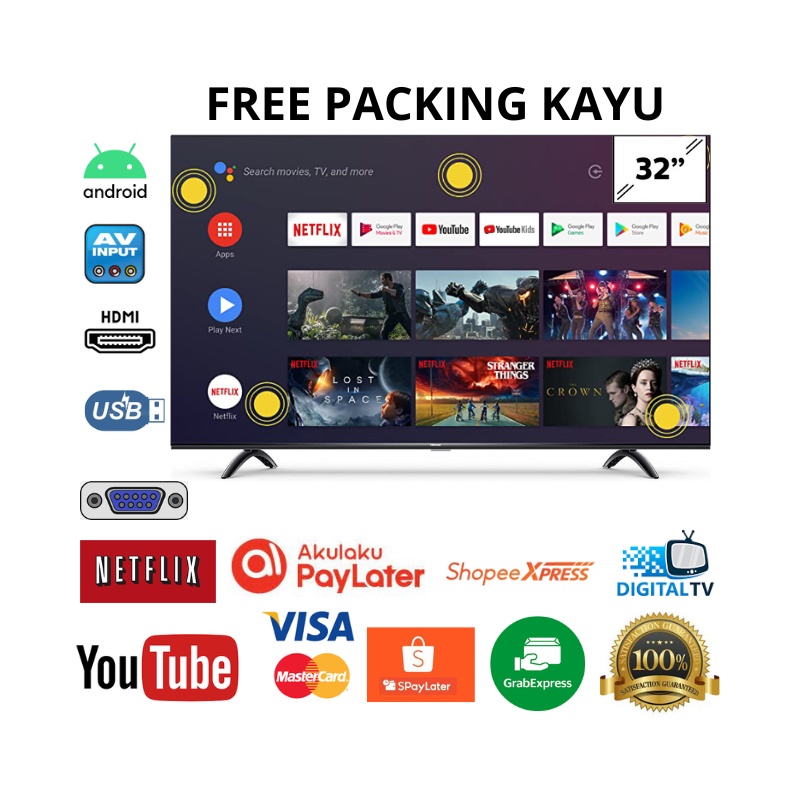 [Free KAYU] WEYON SMART TV 32 INCH ANDORID 11 NETFLIX YOUTUBE SMART Tv ORIGINAL GARANSI