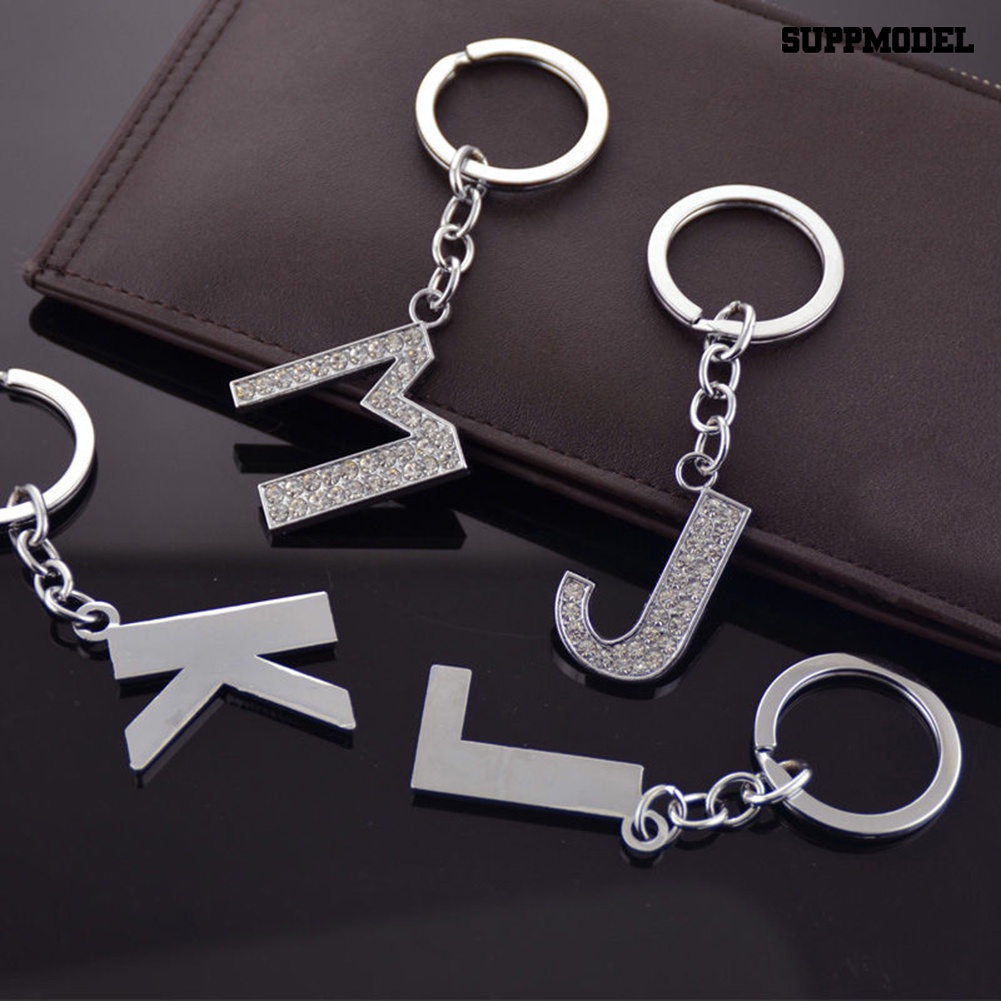 [SM] Bling Alphabet Keyring Inisial Huruf Unisex Hias Berlian Imitasi Gantungan Kunci Hadiah