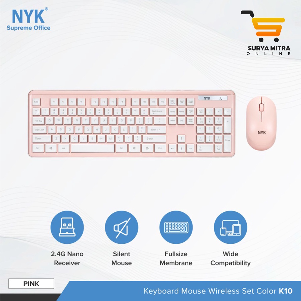 NYK Keyboard Mouse Combo WIreless K10 Silent Combo 2.4Ghz