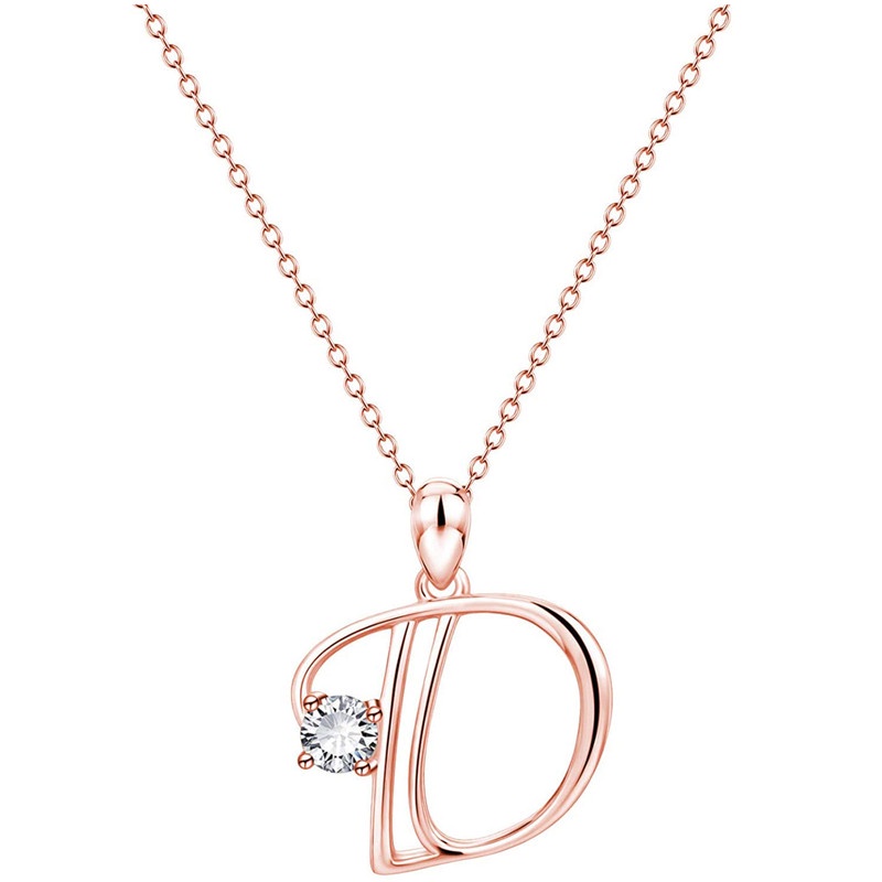 [AYBx] Baju Kaos Distro Pria Wanita Lengan Pendek Kalung Inisial Huruf Rose Gold Alfabet Berlian Liontin Nama Aaa Zircon Necklace Birthday