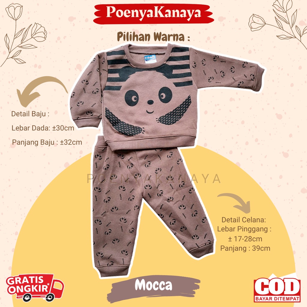 Setelan Sweater Jaket Bayi Anak Panjang PANDA HBc Size 6-18 Bulan SPY60