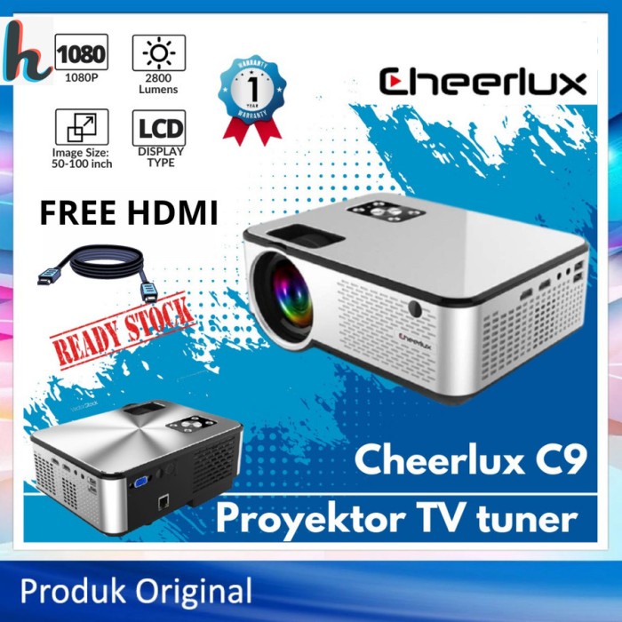 

[[JNT COD]] Mini Proyektor Cheerlux C9 2800 Lumens + Analog TV/TV TUNNER - TV Tuner