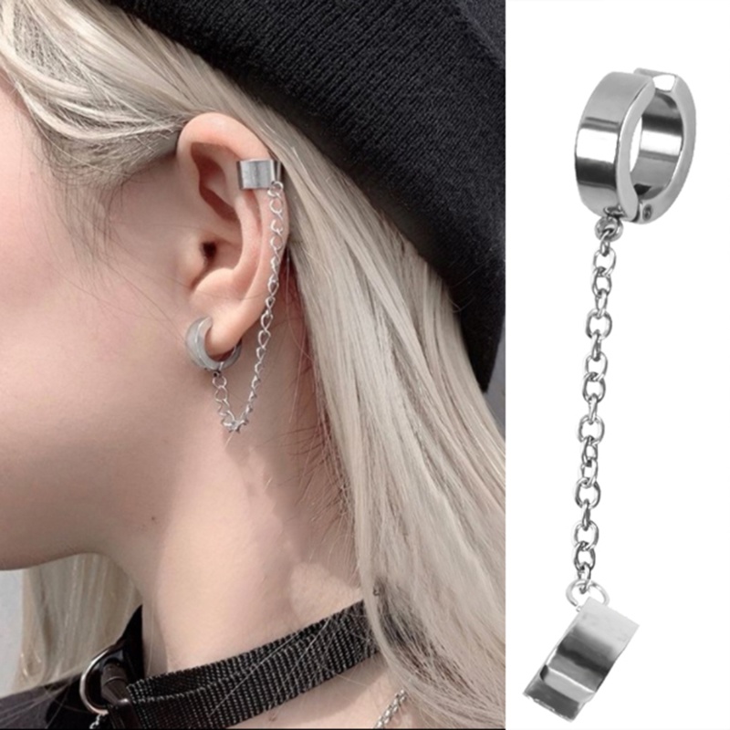 [AYBx] Baju Kaos Distro Pria Wanita Lengan Pendek 1pasang Anting Klip Telinga Bahan Stainless Steel Tanpa Sakit Untuk Pria Wanita Punk Warna Silver Tanpa Tindik Palsu