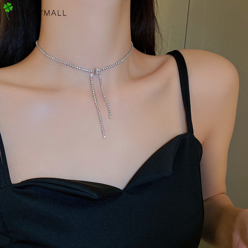 Fashion Kalung Rantai Kristal Untuk Wanita Mewah Zirkon Choker Perhiasan Aksesoris