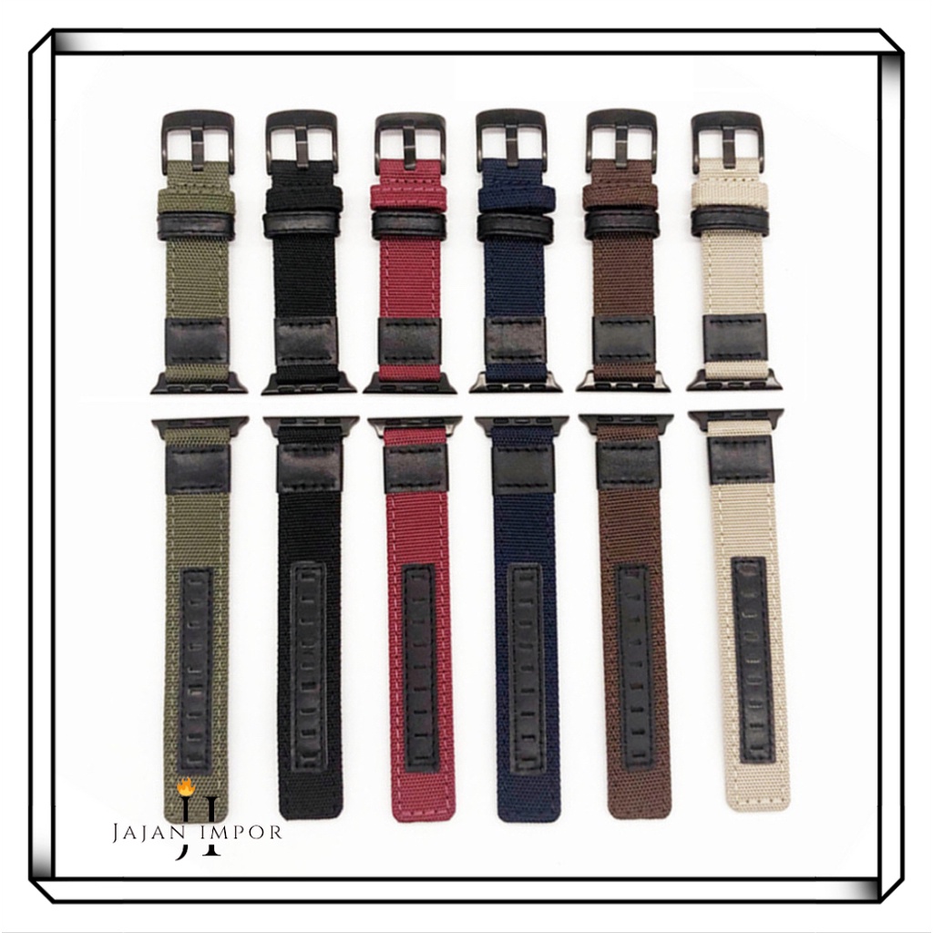 Tali Strap Kanvas kulit Nylon Kulit iWatch / i watch 3 4 5 6 7 SE  41mm 45mm Iwo