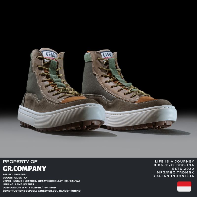 GR.Company - Prospero Olive Tan|Sepatu Sneakers Kulit