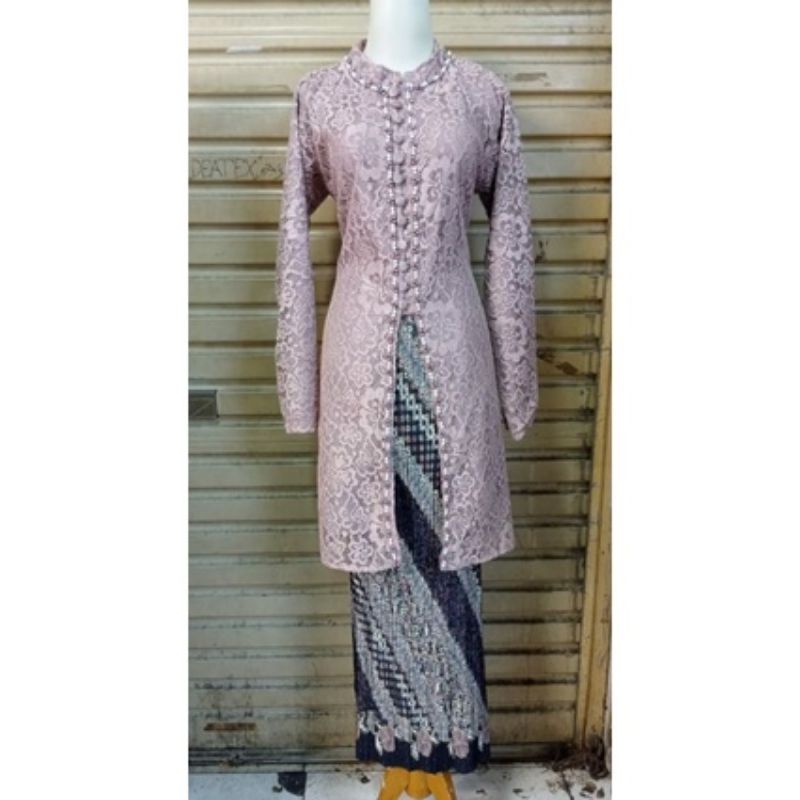 Setelan kebaya brokat payet nazwa//kebaya brukat ibu hajat//kebaya brukat pesta modern