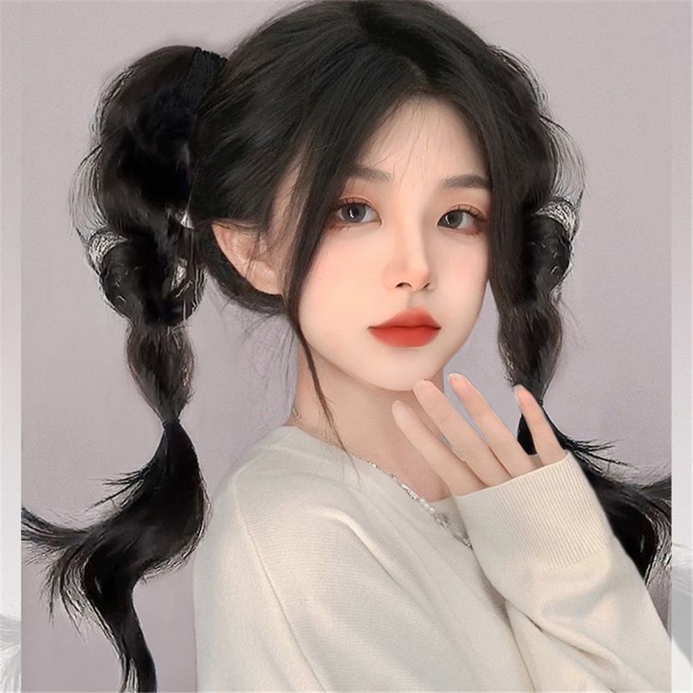 [COD Tangding] 2 Pcs Bubble Fluffy Twist Ponytail Wig Y2K Manis Keren Gadis Kepang Rambut Ekstensi Aksesoris