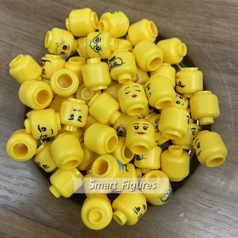 Moc Blok Bangunan Partikel Kecil Minifigure Aksesoris Wajah Tersenyum Menangis Wajah Memakai Topeng Emoji Koleksi DIY