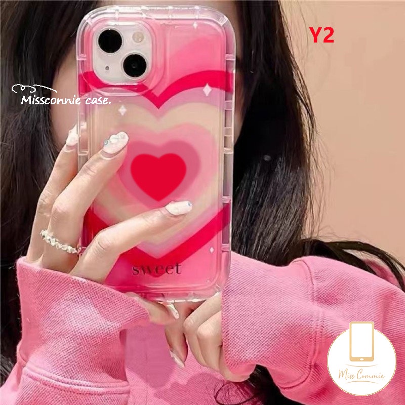 Ins Gradien Manis Cinta Hati Casing Realme C53 C30 C21Y C55 7i C17 9i C25Y C35 C25 C15 C12 C25s C33 C20A C11 C20 5i 6i 5 C1 C2 5s C11 C3 Permen Warna Bening Shockproof Airbag Case