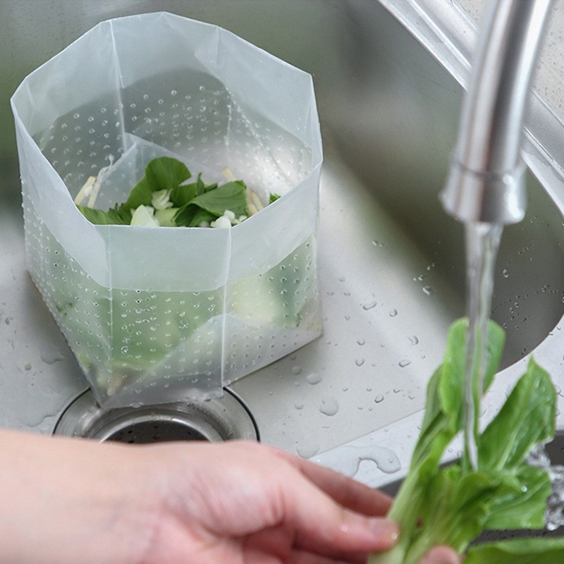1 /10Pcs Wadah Tiris Cuci Buah Sayur Praktis Aksesoris Dapur Harian Sekali Pakai Kantong Saringan Wastafel Sisa Makanan Kantong Filter