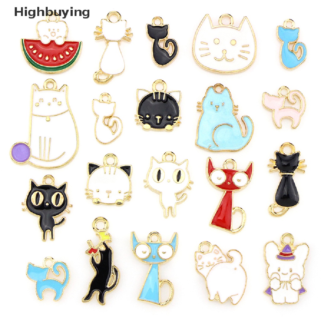 Hbid 20Pcs / set Small Cat Enamel Ch Pendant DIY Bracelet Necklace Earring Jewelry Making Accessories Glory