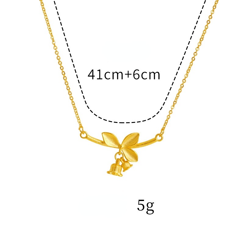 Goldkingdom Perhiasan Fashion Emas Asli Kadar 375Bangkok Aksesoris Ready Stock Lily of The Valley Bunga Kalung Liontin Wanita Lapis Emas Lily of The Valley Necklace Cantik