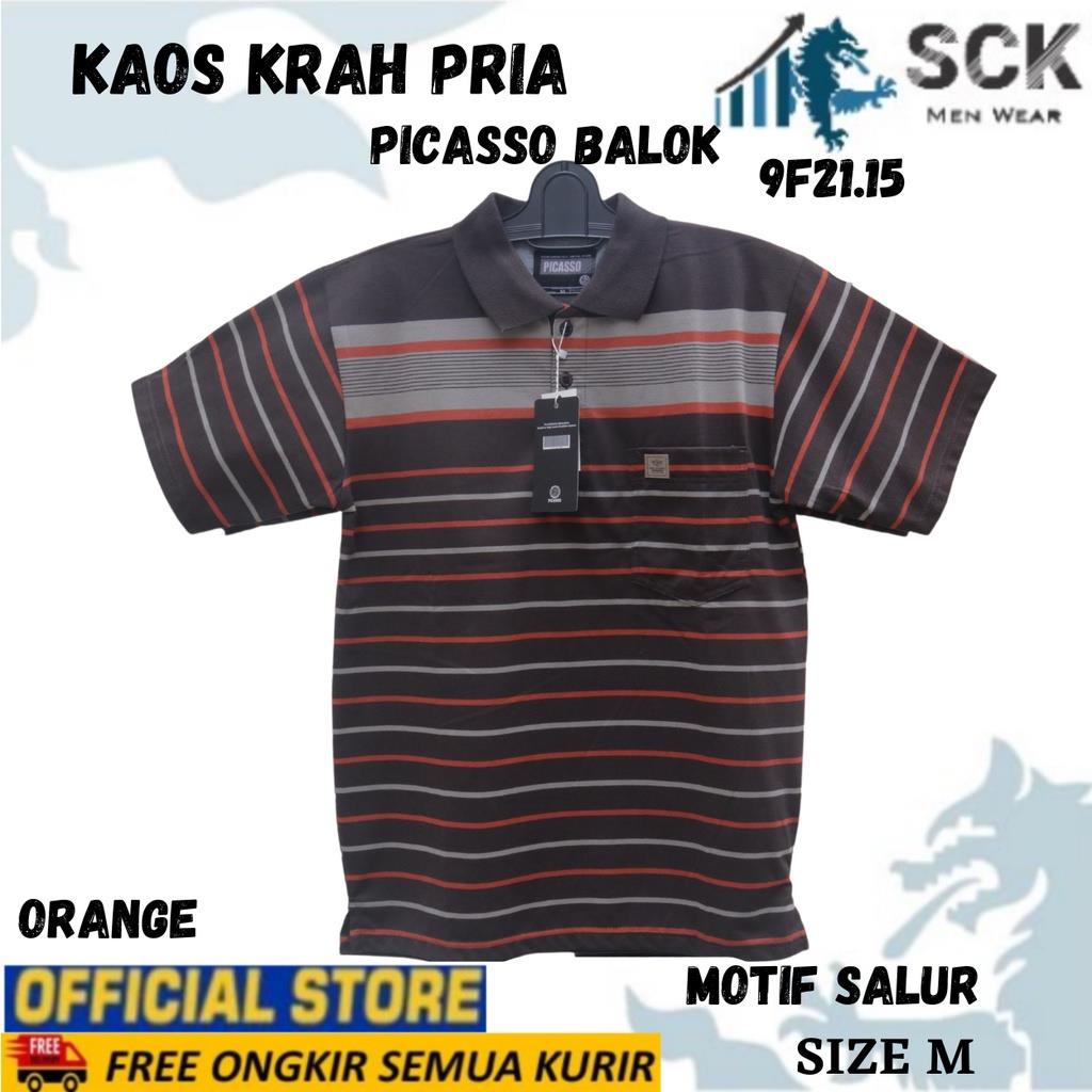 Kaos Krah Pria PICASSO Model GARIS BESAR Size M-L / Baju Kerah Cowok Remaja Dewasa - sckmenwear GROSIR