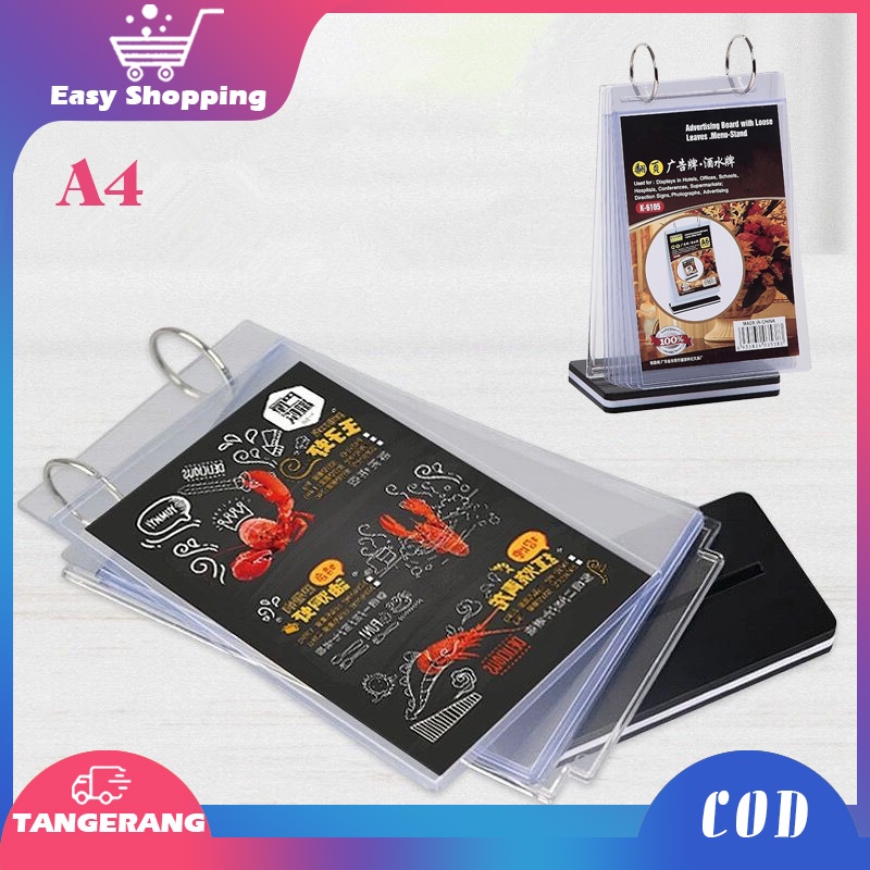 Stand Menu Akrilik A4 Rak Menu Akrilik Dengan Loose Leaf Acrylic Menu Stand Tempat Menu Akrilik