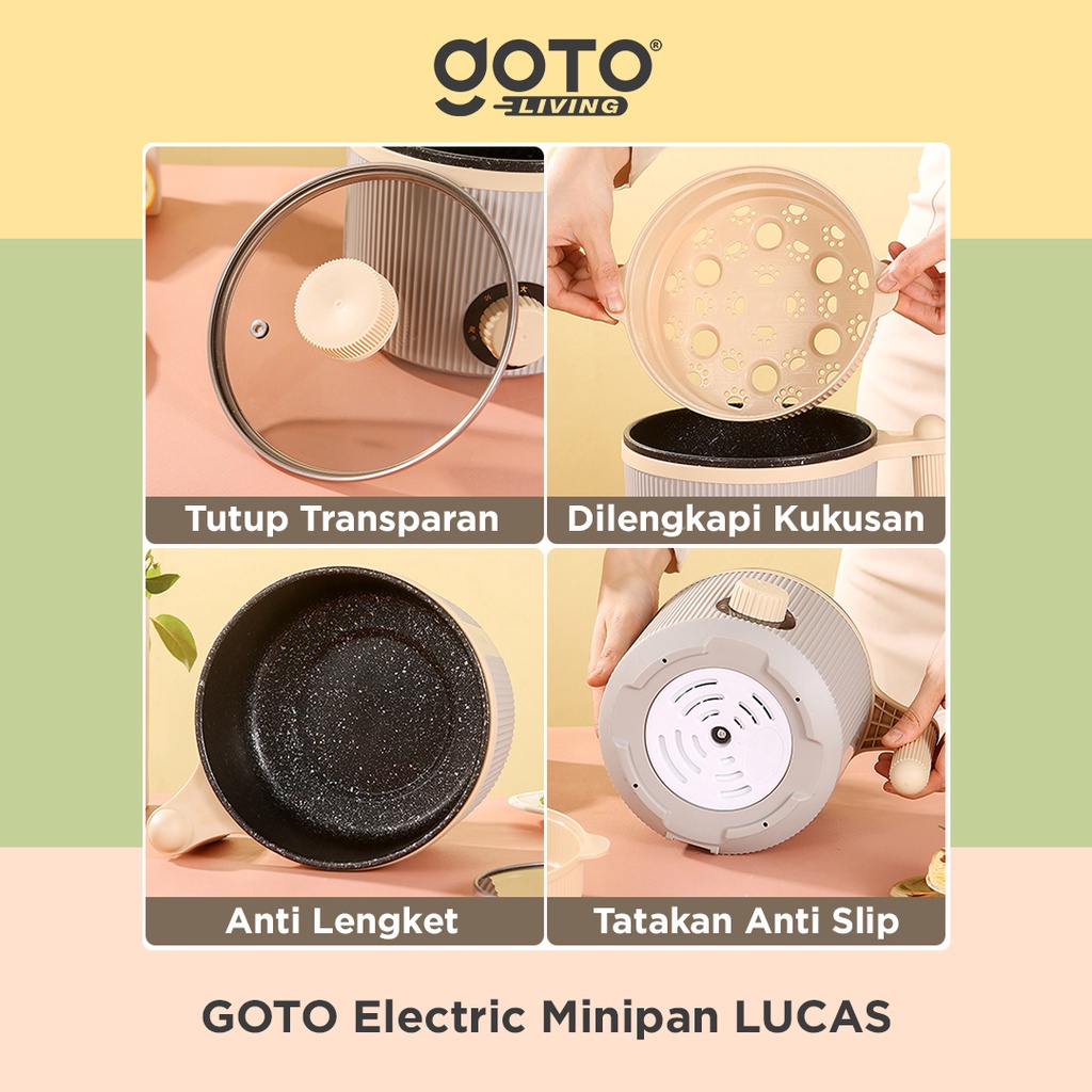 Goto Lucas Panci Listrik Mini Fry Pan Hotpot Elektrik Kukus Serbaguna