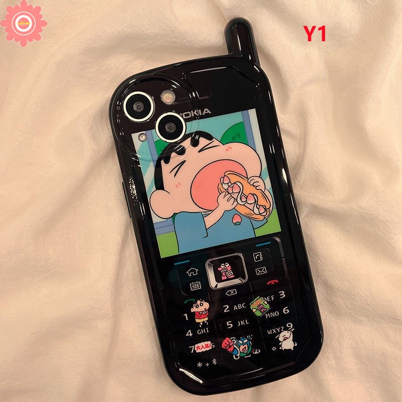 IPHONE Case Kompatibel Untuk Iphone11 13 14 12 Pro Max7 8 Plus XR X XS MAX Kreatif Kartun Crayon Shin-chan Sakurada Nene Kepribadian Retro Bentuk Ponsel Seluler Soft Cover