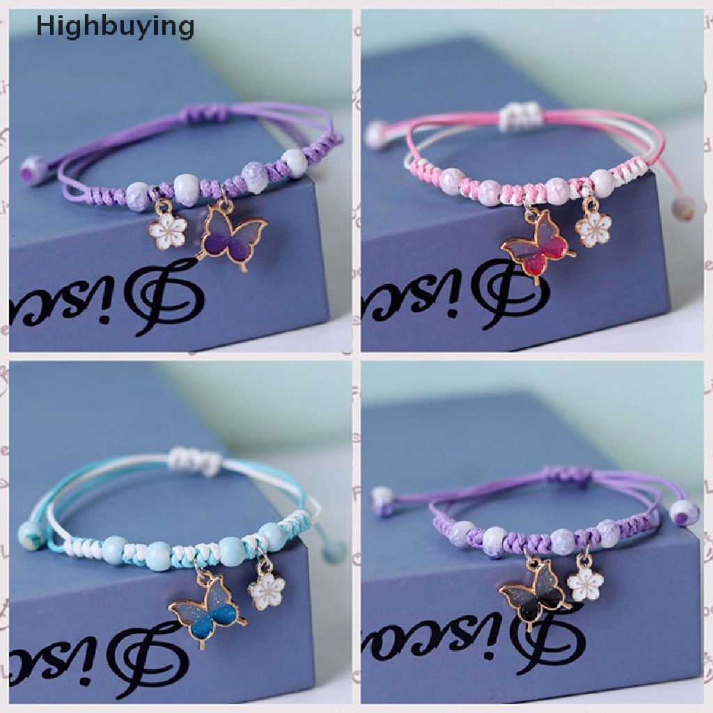 Hbid Fashion Gelang Kupu-Kupu Klasik Handmade Tali Kepang Rantai Adjustable Charm Bracelets Untuk Wanita Gadis Perhiasan Pesta Glory