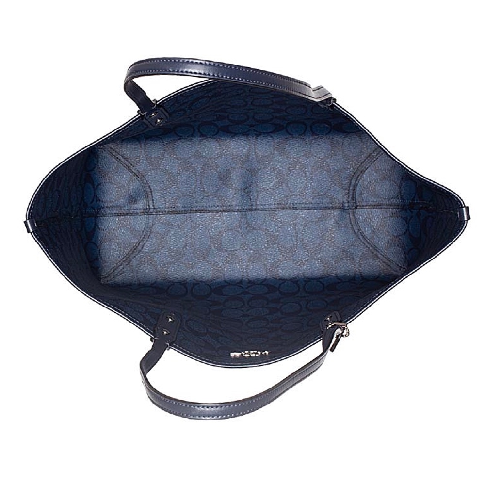 Coc 91381 Reversible City Tote in Bloked Signature Coated Canvas With Pouch Chalk