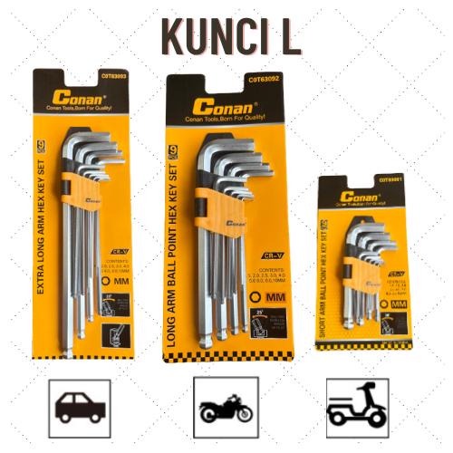 SET KUNCI L BALL POINT 9PCS / HEX KEY COT63091 COT63092 COT63093