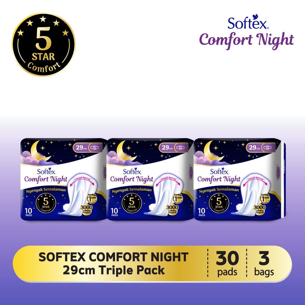 SOFTEX Comfort Night Pembalut Wanita 29cm | 36cm | 42cm