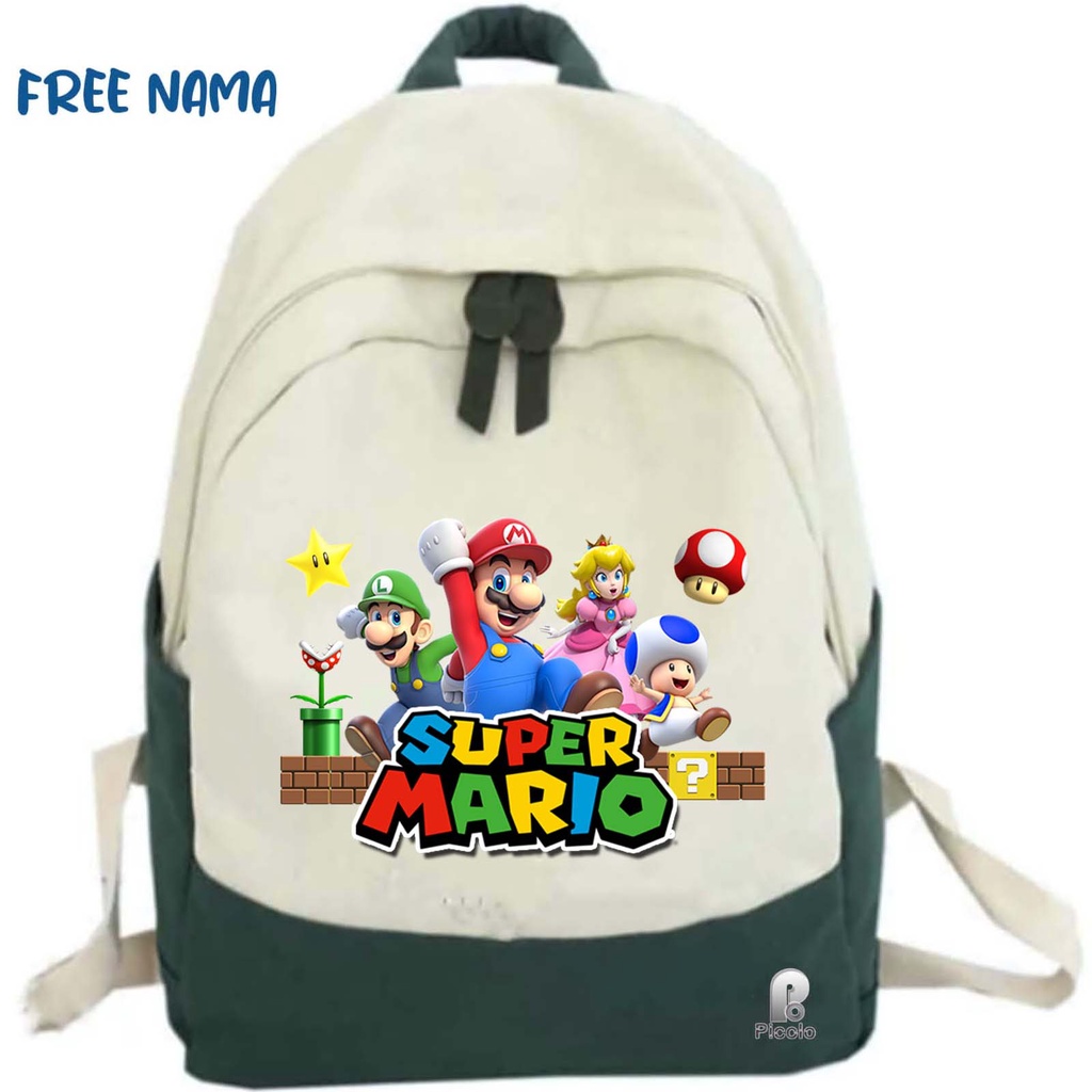 TAS RANSEL BACKPACK ANAK SEKOLAH MOTIF SUPER MARIO UNISEX (FREE NAMA)