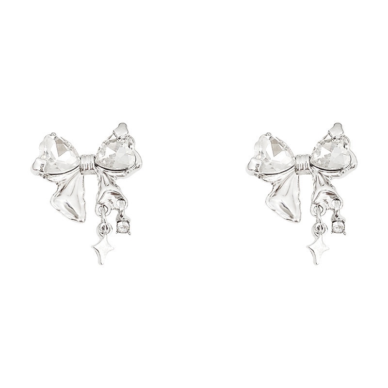 Busur Zirkon Anting Aksesoris Temperamen Fashion Retro