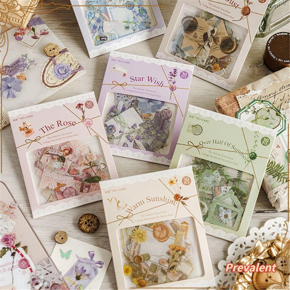 Preva 30pcs/1pack Stiker Alat Tulis Seri Karakter Vintage Stiker Dekorasi Scrapbooking