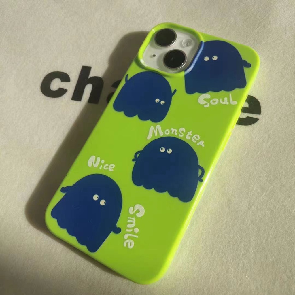 IPHONE Ins Pola Hantu Cocok Untuk Iphone14 14pro 14plus 13 13mini 13pro 13prm iPhone12 7Plus 8Plus Xr XS 13 12mini Pro Max TPU Empat Sudut Casing Ponsel Tahan Guncangan