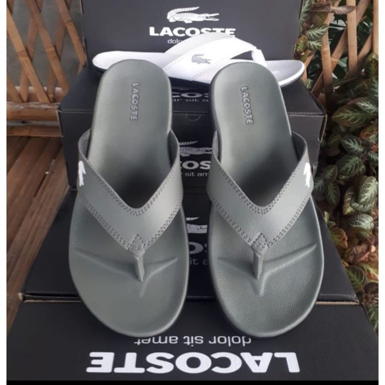 SANDAL JEPIT PRIA LACOSTE ABU PREMIUM / SANDAL DISTRO / SENDAL JEPIT COWOK / SENDAL KASUAL / SANDAL 
