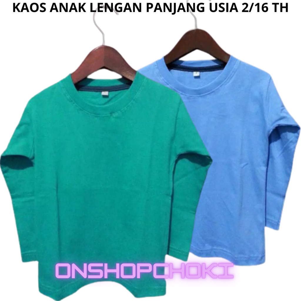 Kaos Polos Lengan Panjang Anak Ideal Usia 2-16th Cotton Combed