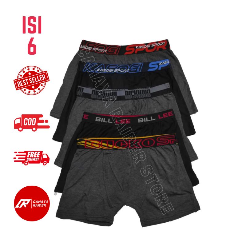 CRD Celana Dalam Pria Boxer katun 6 pcs M L XL XXL