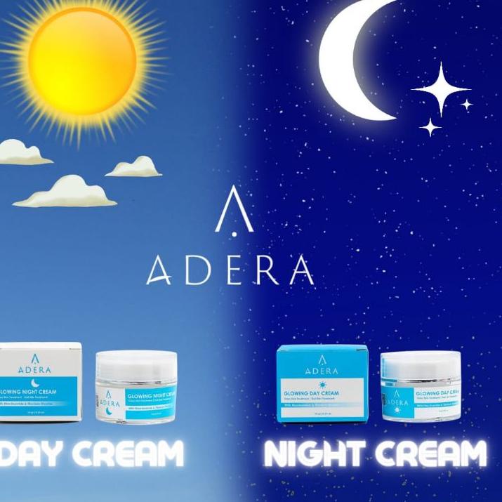 ♝ ADERA GLOWING DAY CREAM NIGHT CREAM / ADERA KRIM SIANG / ADERA KRIM MALAM / ADERA FACE SERUM ۝