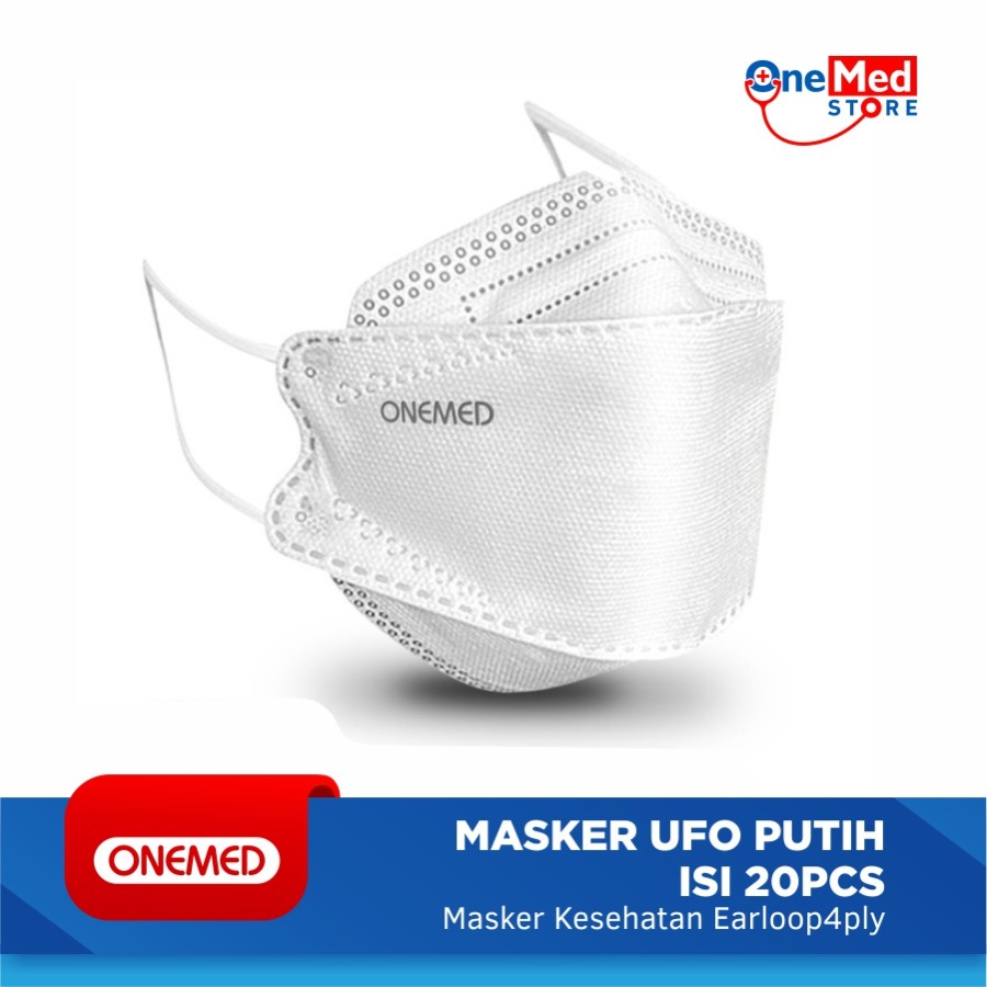 Masker Karet Medis UFO Putih 3D OneMed 4ply Box isi 20pcs