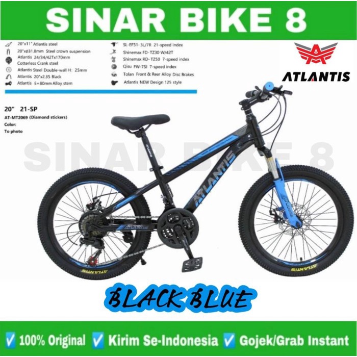 Sepeda Gunung MTB Foster 20 Inch 5522, MT-2069 Rem Cakram 21 Speed Usia 8-12 Tahun