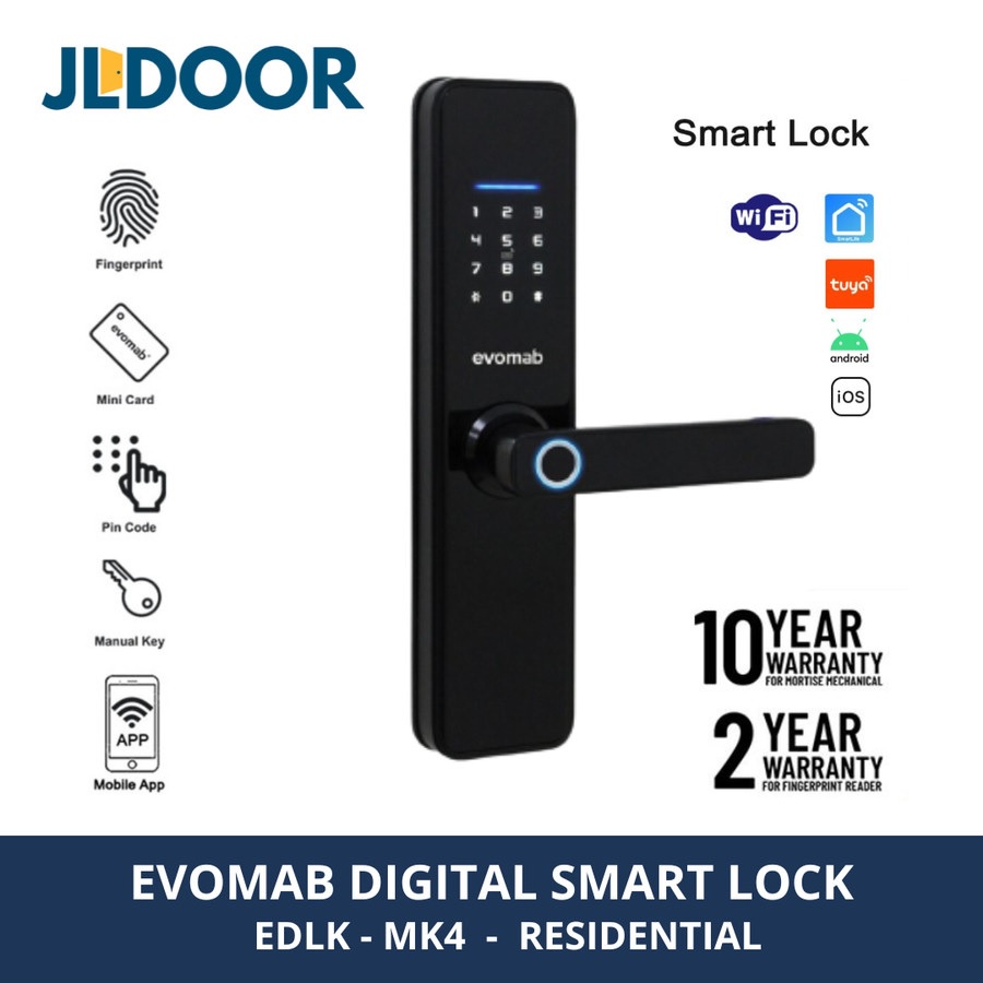 SMART DOOR LOCK EVOMAB KUNCI RUMAH ELECTRICK HANDLE PINTU SIDIK JARI / HANDLE PINTU RUMAH ELEKTRIK S