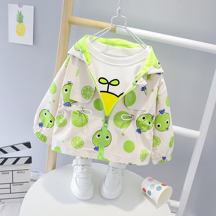 CJ32 NEW Jaket bayi dan anak motif lime