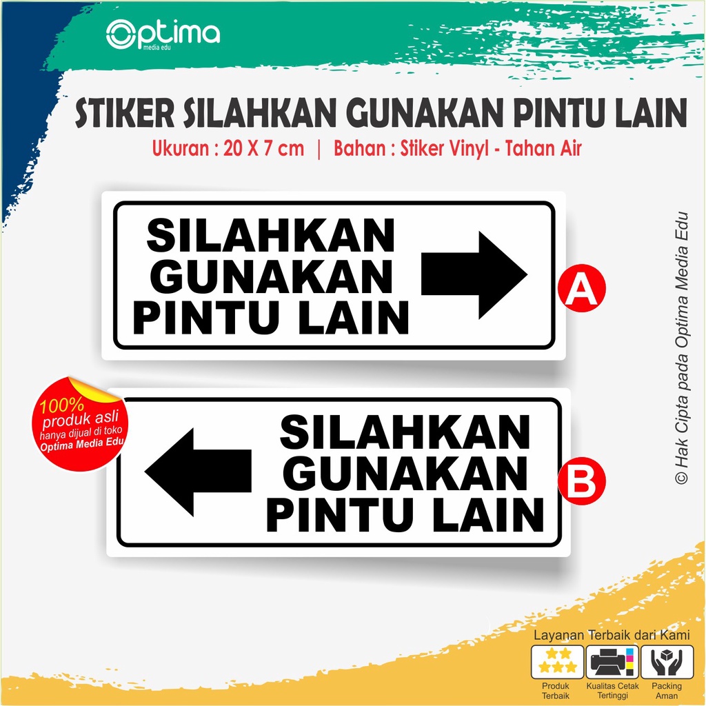 

Stiker Silahkan Gunakan Pintu Lain dan petunjuk arah