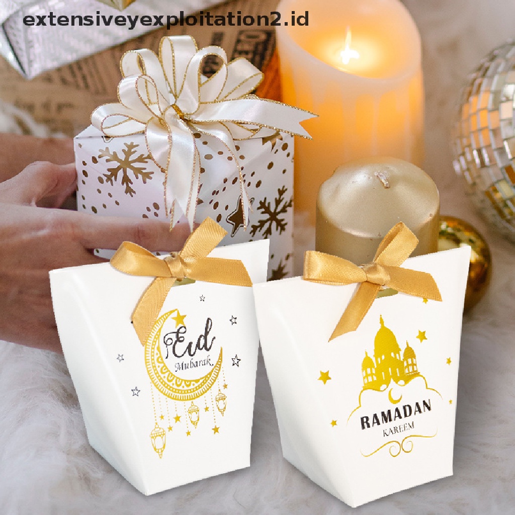 {NEW} 5pcs Happy Eid Mubarak Candy Box Kotak Kemasan Kado Perlengkapan Pesta Muslim.