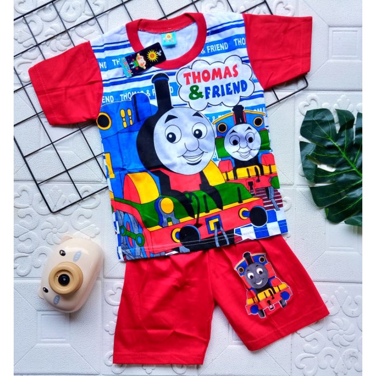 SETELAN BAJU HARIAN ANAK LAKI LAKI 2-10 TAHUN / SETELAN DALMAL LENGAN PENDEK ANAK COWOK 2-10 TAHUN MOTIF THOMAS AND FRIENDS