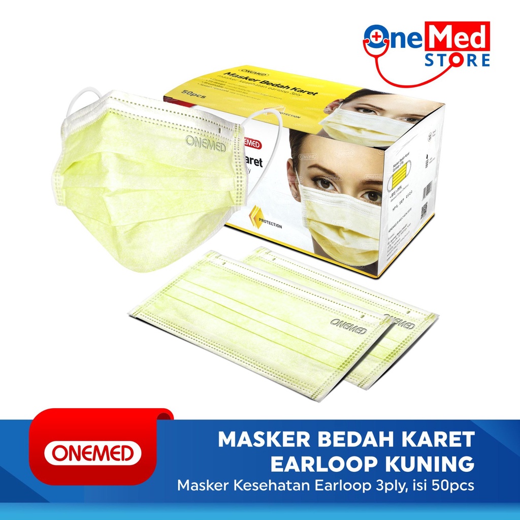 Masker Karet Medis Kuning OneMed box 50pcs