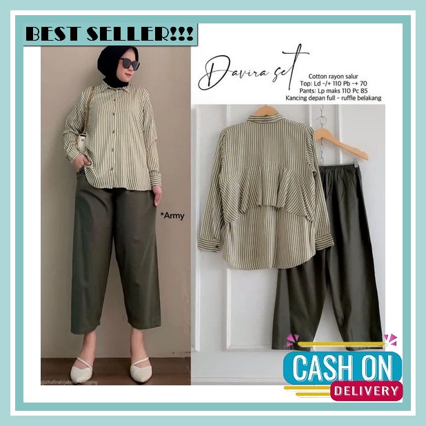 Setelan Crinkle Wanita Import Polos Panjang Dewasa Satu Set 3 In 1 Komplit Rompi Blezer,Celana Cod D