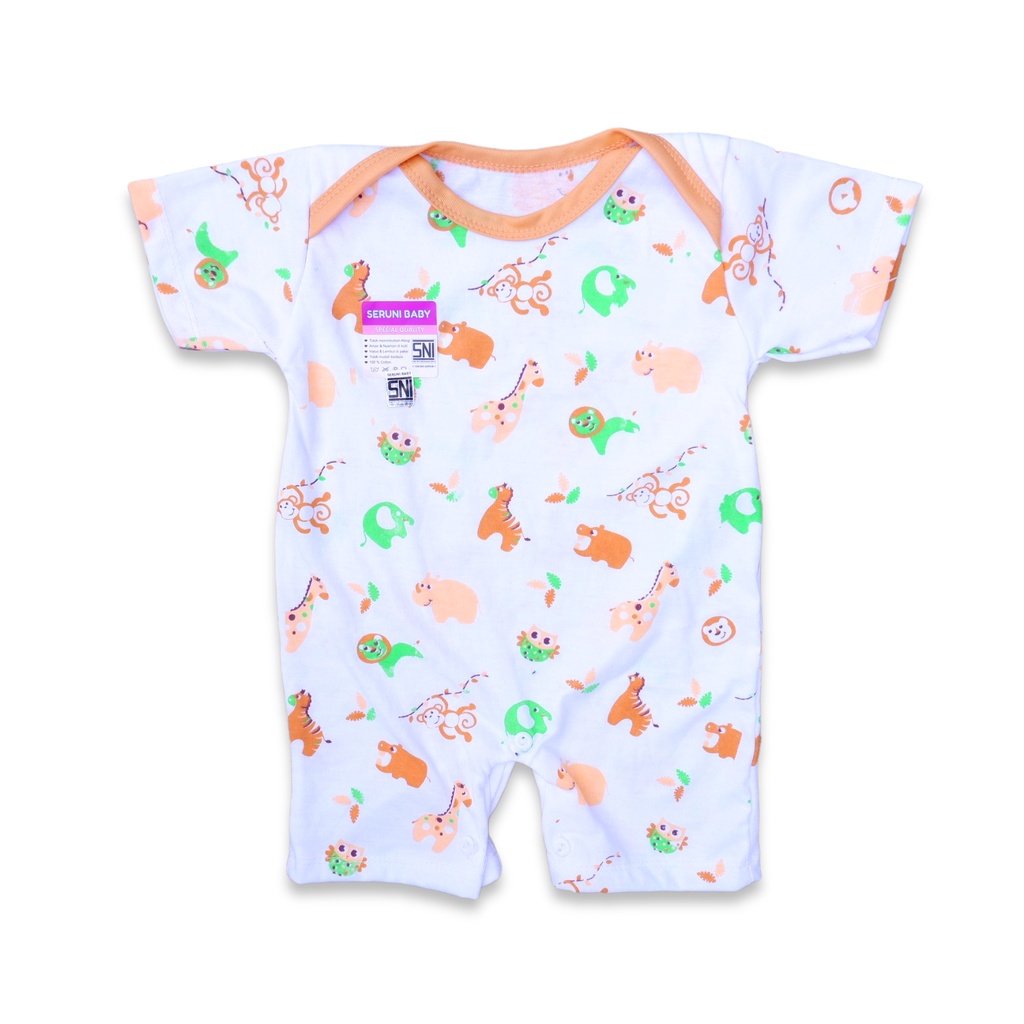 ISI 3pcs JUMPER PENDEK BAYI USIA 0-3 BULAN MOTIF ZOO FRIEND BAHAN KATUN