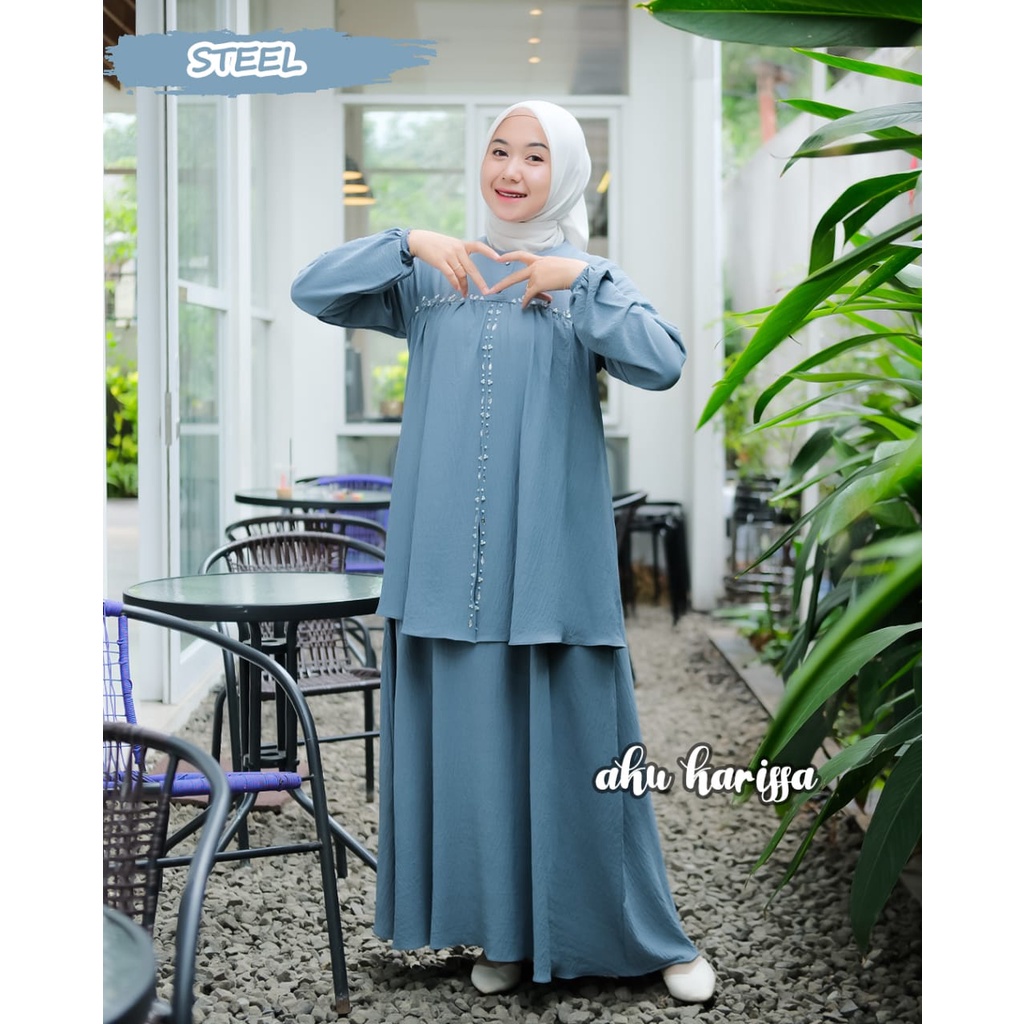 DRESS FEBRINA AKU KARISSA GAMIS CRINGKLE BERPAYET CANTIK LOOK SETELAN STYLE WANITA HANGOUT WORKWEAR OOTD FASHION