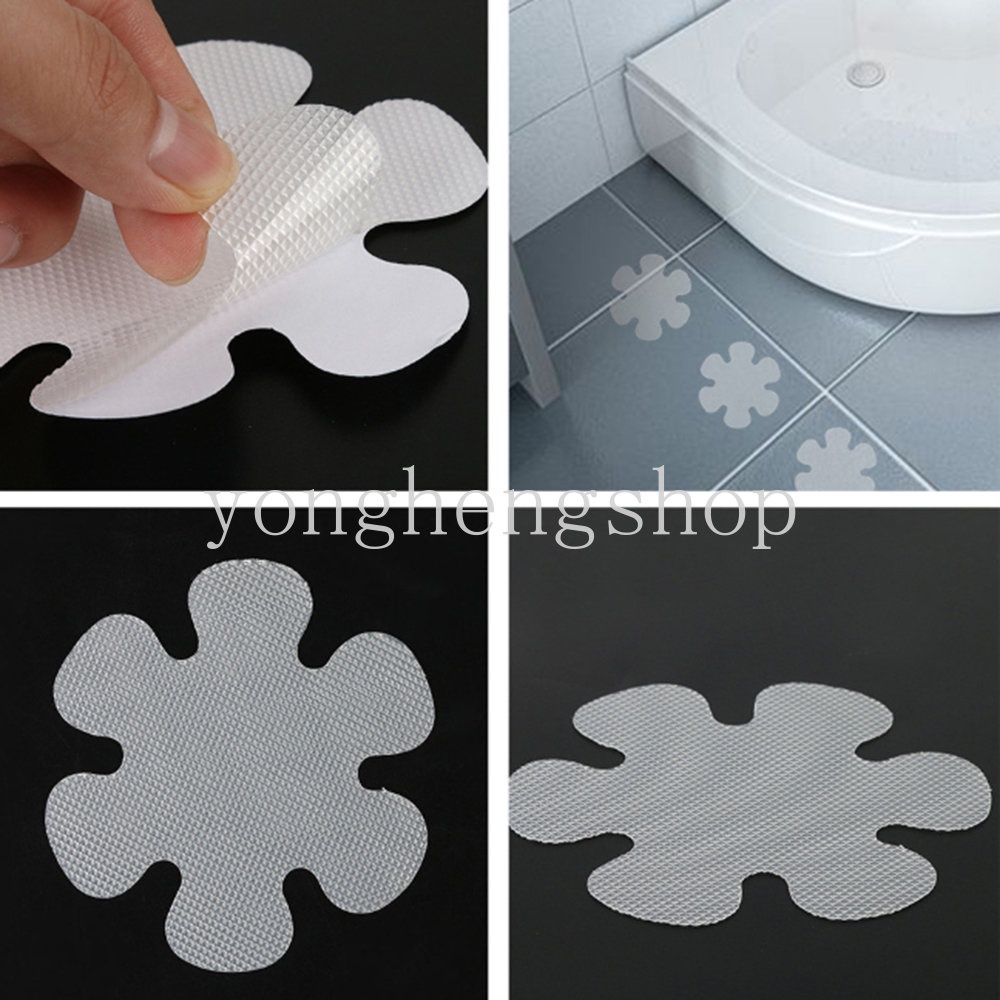 10 /12/20pcs Round Snowflake Shaped Bathtub Sticker Kamar Mandi Anti Slip Stiker Lantai Tangga Steps Strip Tape Anti Selip Transparan Kamar Mandi Shower Mat