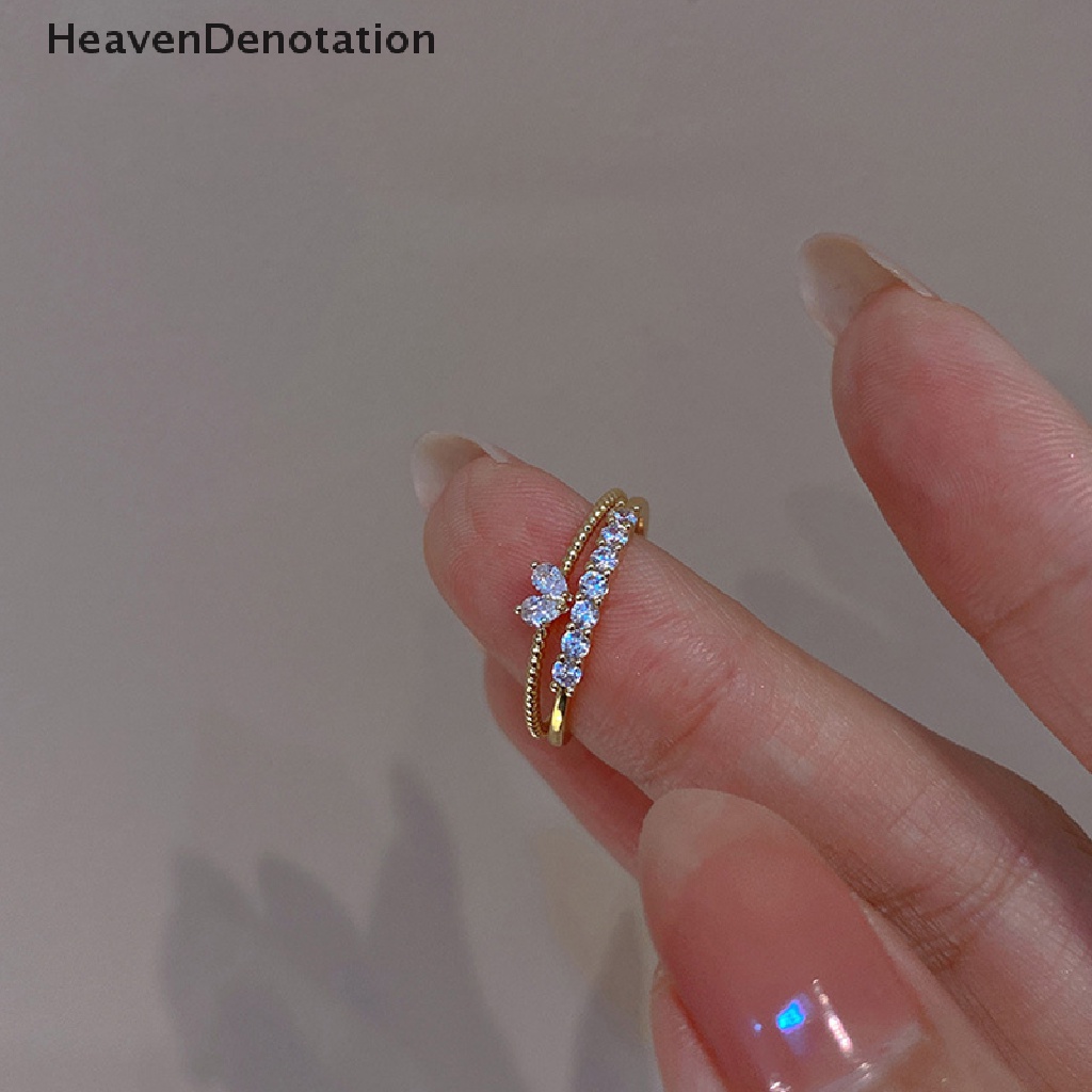 [HeavenDenotation] Mode Baru Jantung Berlian Imitasi Cincin Adjustable Lucu Rings Untuk Wanita Pernikahan Pertunangan Perempuan Perhiasan Cincin Hadiah HDV