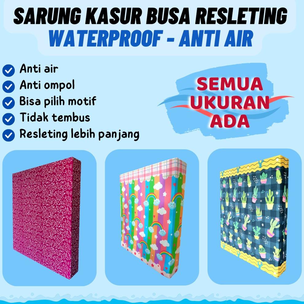 Ready Stok Sarung Kasur Resleting Waterproof Anti Air / Sarung Kasur Busa Inoac Waterproof / Sprei W